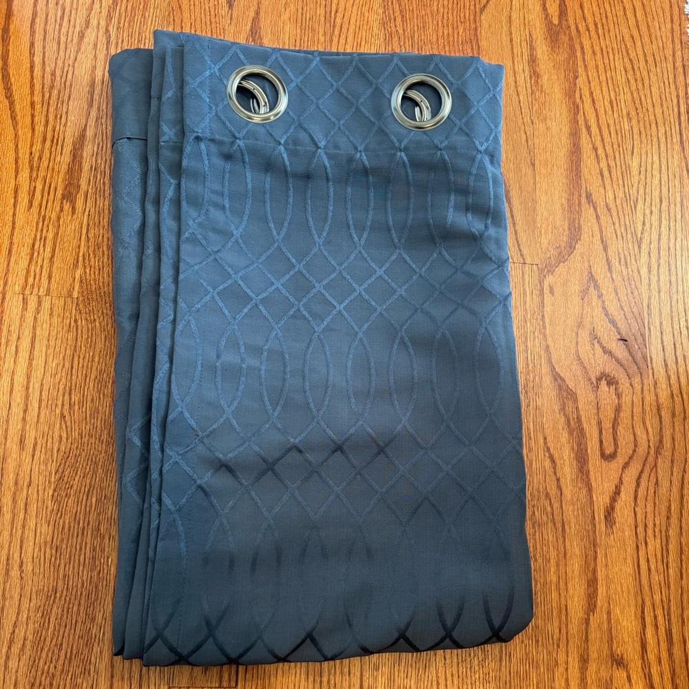 Kensington Home Fashions blue grommet top curtains two panels.